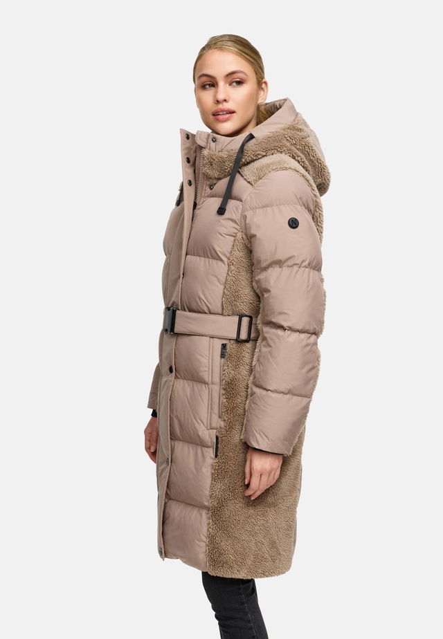 Navahoo Wintermantel »Funkelteddy 14« Warmer Mantel mit Teddyplüsch-Akzenten und Taillengürtel