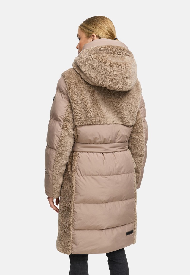 Navahoo Wintermantel »Funkelteddy 14« Warmer Mantel mit Teddyplüsch-Akzenten und Taillengürtel