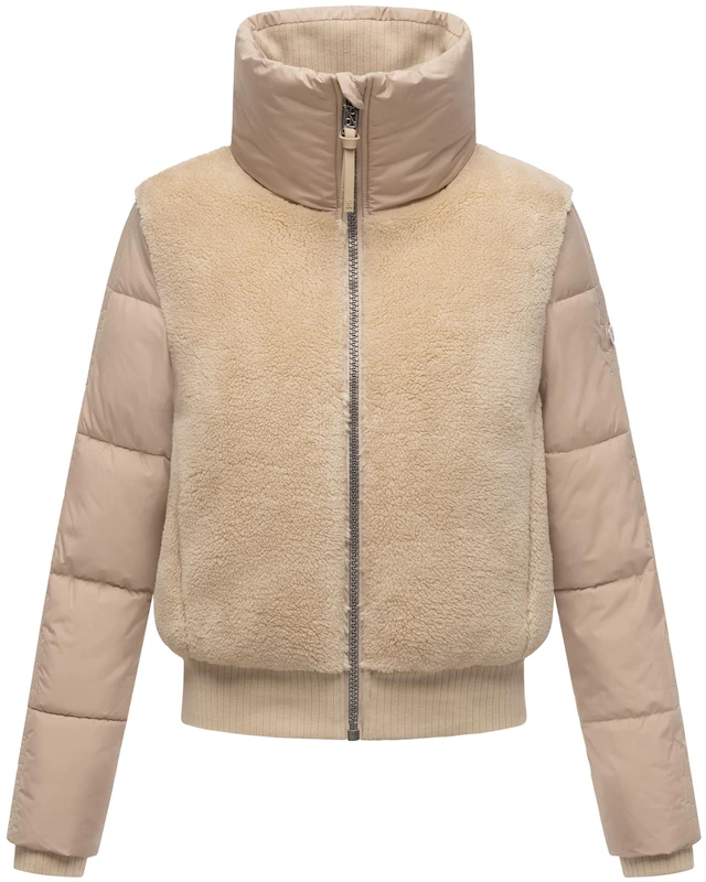 Navahoo Plüschjacke »Teddyzone 14« ohne Kapuze Teddy-Fleece Jacke mit hohem Kragen