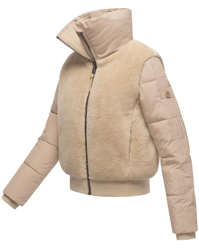 Navahoo Plüschjacke »Teddyzone 14« ohne Kapuze Teddy-Fleece Jacke mit hohem Kragen