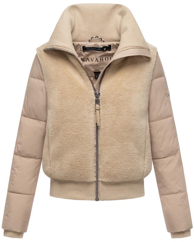 Navahoo Plüschjacke »Teddyzone 14« ohne Kapuze Teddy-Fleece Jacke mit hohem Kragen