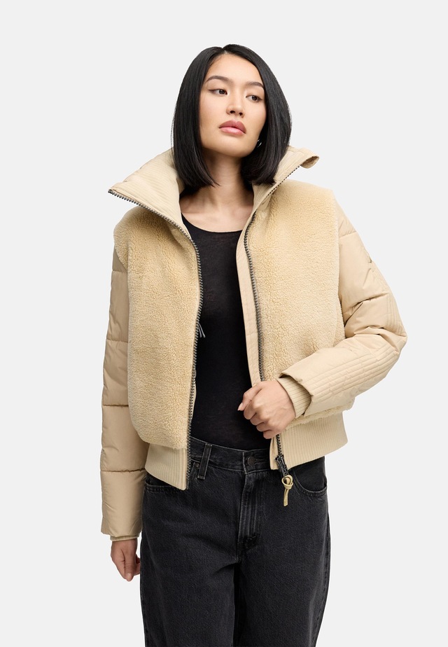 Navahoo Plüschjacke »Teddyzone 14« ohne Kapuze Teddy-Fleece Jacke mit hohem Kragen