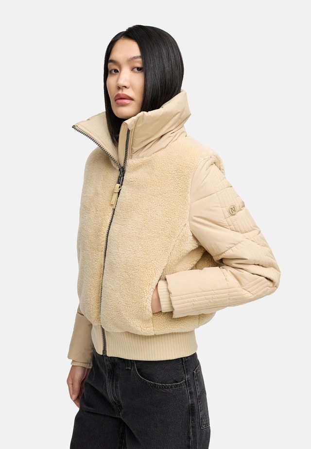 Navahoo Plüschjacke »Teddyzone 14« ohne Kapuze Teddy-Fleece Jacke mit hohem Kragen