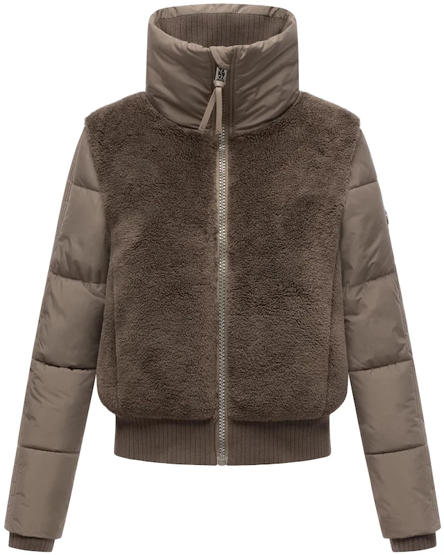 Navahoo Plüschjacke »Teddyzone 14« ohne Kapuze Teddy-Fleece Jacke mit hohem Kragen