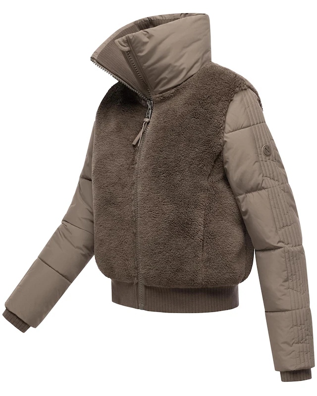 Navahoo Plüschjacke »Teddyzone 14« ohne Kapuze Teddy-Fleece Jacke mit hohem Kragen
