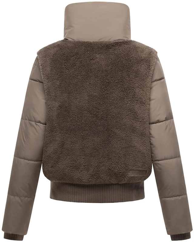 Navahoo Plüschjacke »Teddyzone 14« ohne Kapuze Teddy-Fleece Jacke mit hohem Kragen