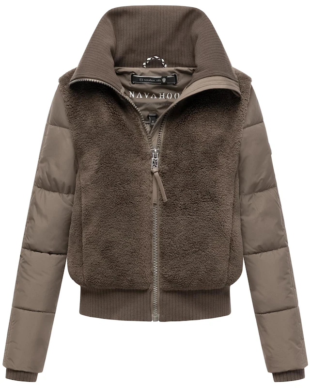 Navahoo Plüschjacke »Teddyzone 14« ohne Kapuze Teddy-Fleece Jacke mit hohem Kragen