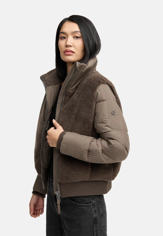 Navahoo Plüschjacke »Teddyzone 14« ohne Kapuze Teddy-Fleece Jacke mit hohem Kragen