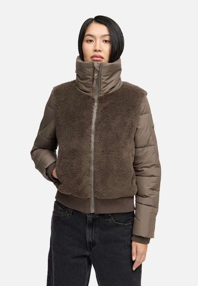 Navahoo Plüschjacke »Teddyzone 14« ohne Kapuze Teddy-Fleece Jacke mit hohem Kragen