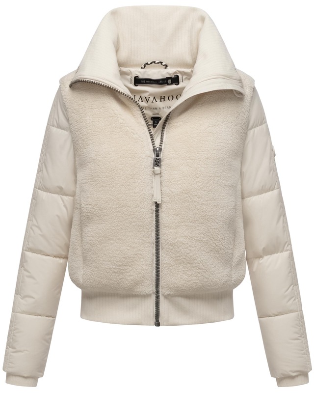 Navahoo Plüschjacke »Teddyzone 14« ohne Kapuze Teddy-Fleece Jacke mit hohem Kragen