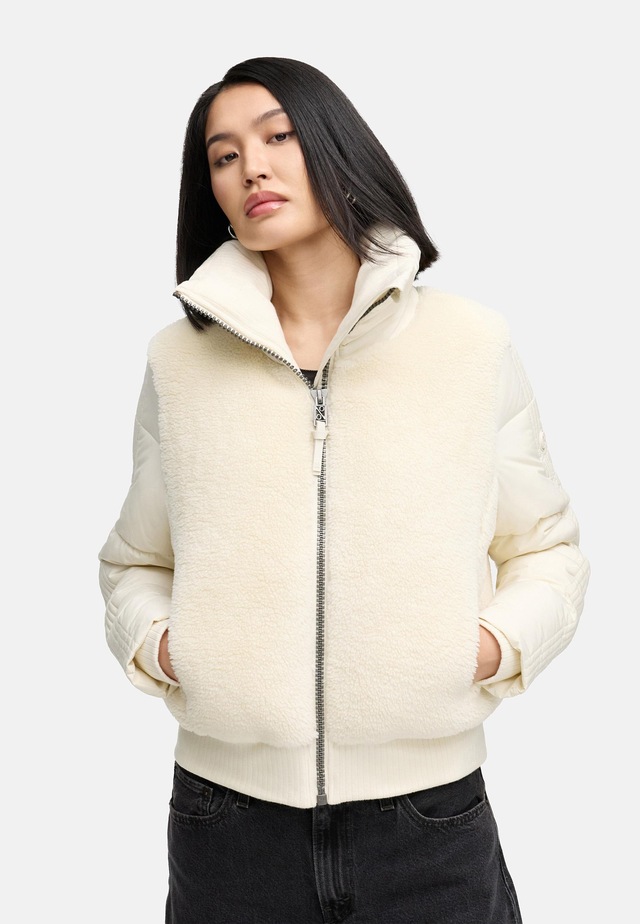 Navahoo Plüschjacke »Teddyzone 14« ohne Kapuze Teddy-Fleece Jacke mit hohem Kragen