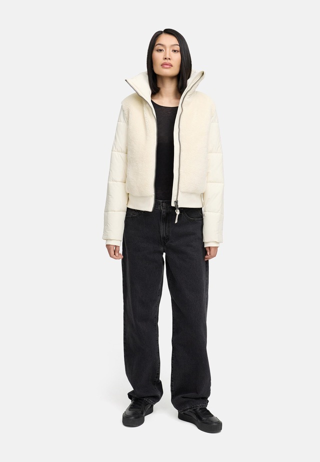 Navahoo Plüschjacke »Teddyzone 14« ohne Kapuze Teddy-Fleece Jacke mit hohem Kragen