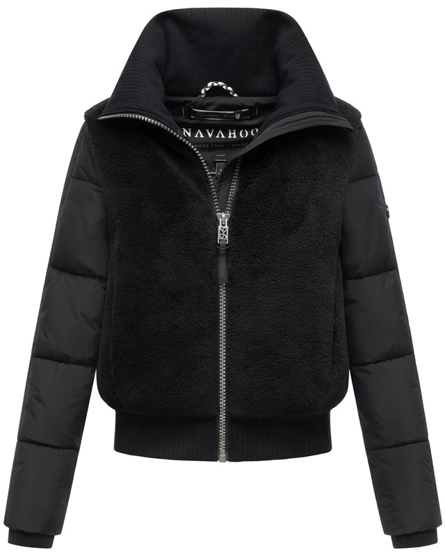 Navahoo Plüschjacke »Teddyzone 14« ohne Kapuze Teddy-Fleece Jacke mit hohem Kragen