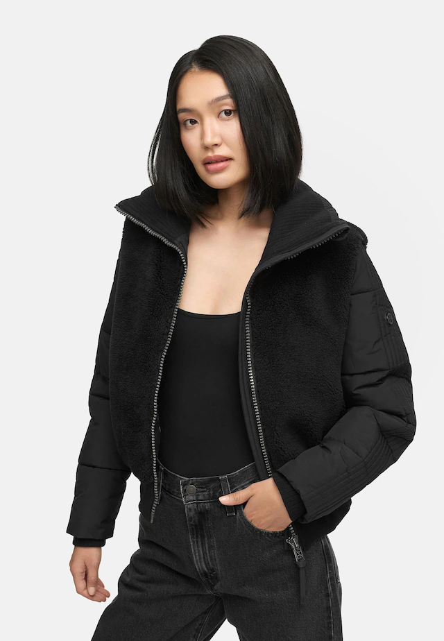 Navahoo Plüschjacke »Teddyzone 14« ohne Kapuze Teddy-Fleece Jacke mit hohem Kragen