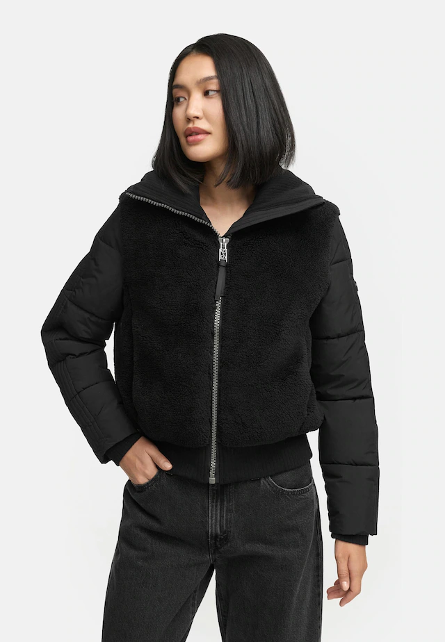 Navahoo Plüschjacke »Teddyzone 14« ohne Kapuze Teddy-Fleece Jacke mit hohem Kragen