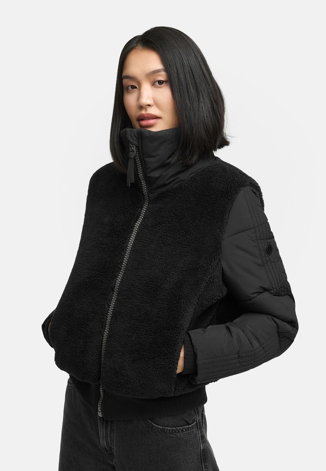 Navahoo Plüschjacke »Teddyzone 14« ohne Kapuze Teddy-Fleece Jacke mit hohem Kragen