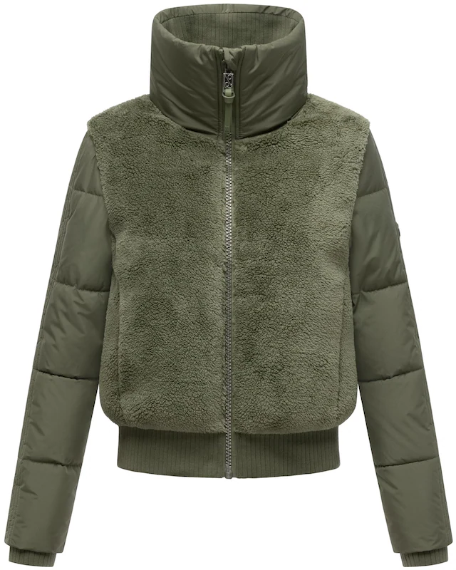 Navahoo Plüschjacke »Teddyzone 14« ohne Kapuze Teddy-Fleece Jacke mit hohem Kragen