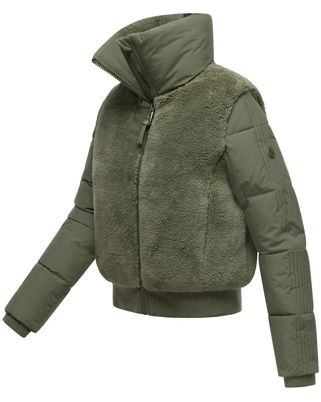 Navahoo Plüschjacke »Teddyzone 14« ohne Kapuze Teddy-Fleece Jacke mit hohem Kragen