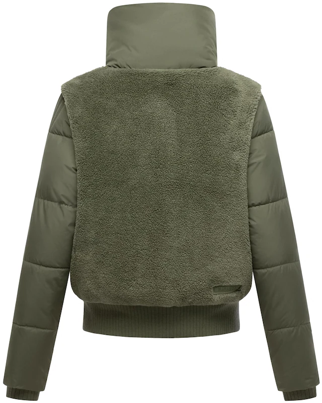 Navahoo Plüschjacke »Teddyzone 14« ohne Kapuze Teddy-Fleece Jacke mit hohem Kragen