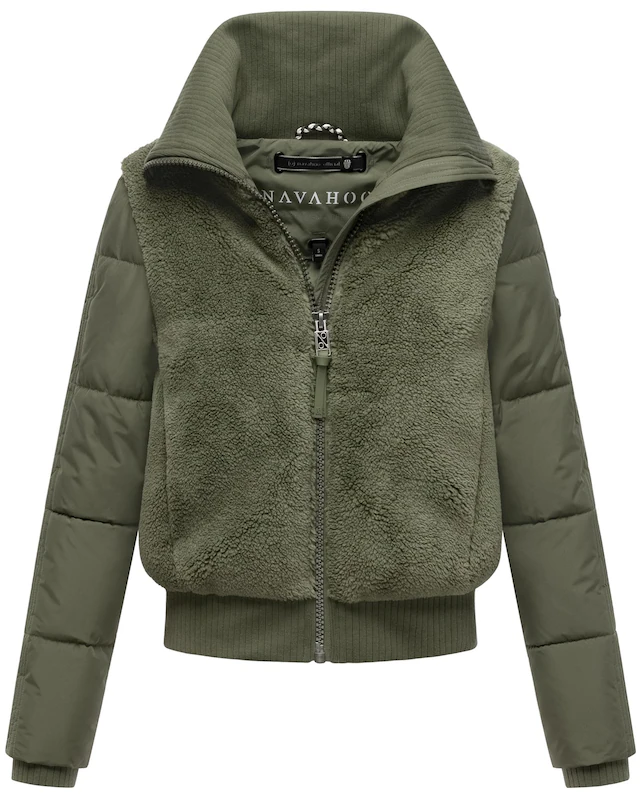 Navahoo Plüschjacke »Teddyzone 14« ohne Kapuze Teddy-Fleece Jacke mit hohem Kragen