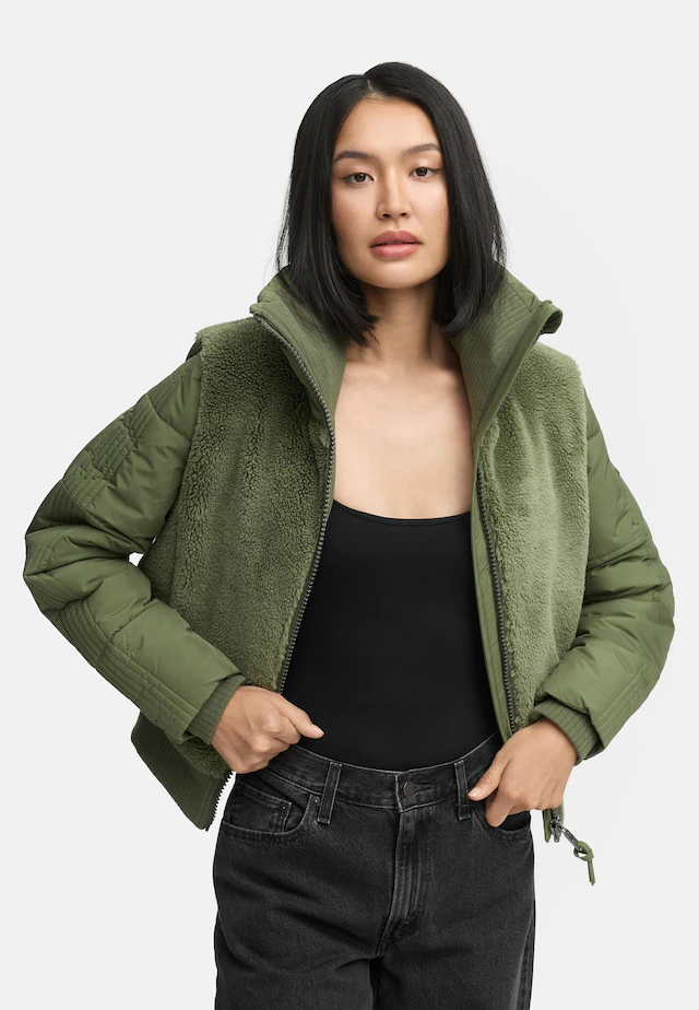 Navahoo Plüschjacke »Teddyzone 14« ohne Kapuze Teddy-Fleece Jacke mit hohem Kragen