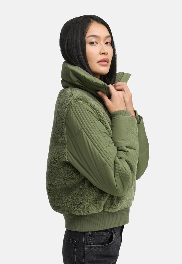 Navahoo Plüschjacke »Teddyzone 14« ohne Kapuze Teddy-Fleece Jacke mit hohem Kragen