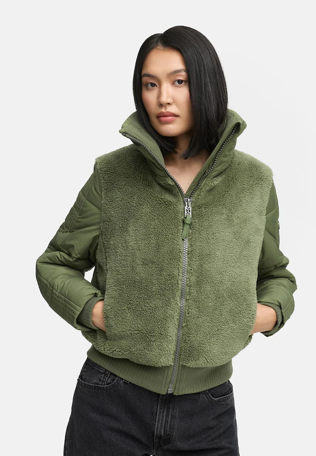Navahoo Plüschjacke »Teddyzone 14« ohne Kapuze Teddy-Fleece Jacke mit hohem Kragen