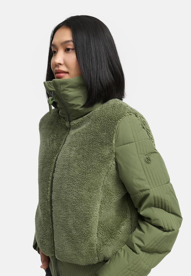 Navahoo Plüschjacke »Teddyzone 14« ohne Kapuze Teddy-Fleece Jacke mit hohem Kragen