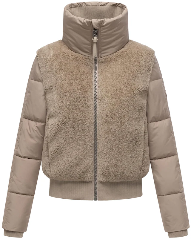 Navahoo Plüschjacke »Teddyzone 14« ohne Kapuze Teddy-Fleece Jacke mit hohem Kragen