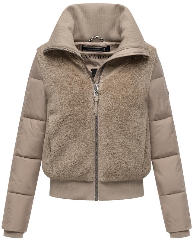 Navahoo Plüschjacke »Teddyzone 14« ohne Kapuze Teddy-Fleece Jacke mit hohem Kragen