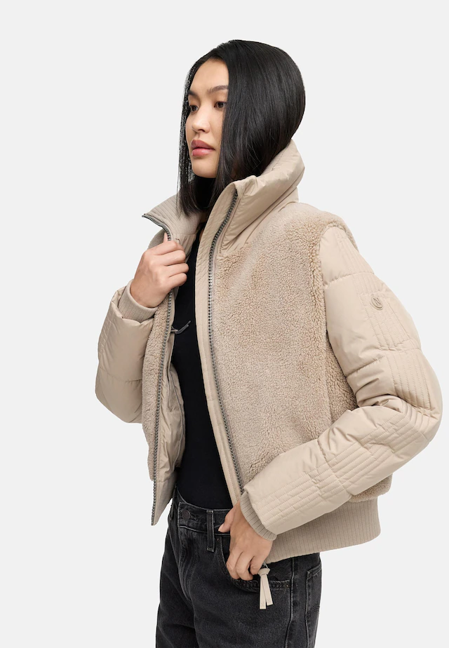 Navahoo Plüschjacke »Teddyzone 14« ohne Kapuze Teddy-Fleece Jacke mit hohem Kragen