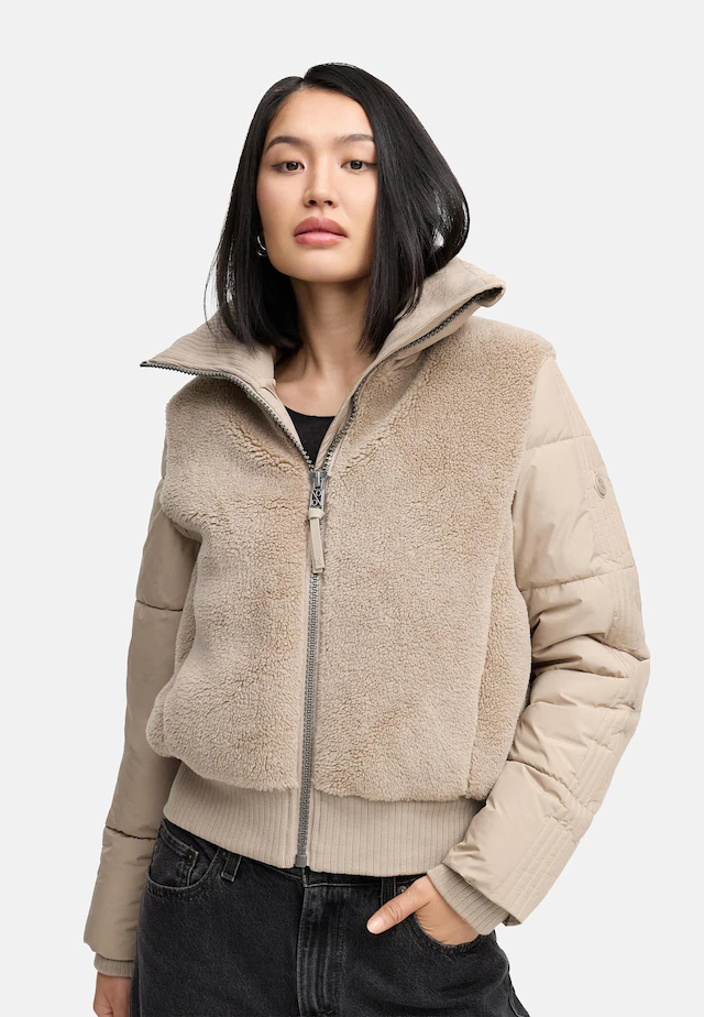 Navahoo Plüschjacke »Teddyzone 14« ohne Kapuze Teddy-Fleece Jacke mit hohem Kragen