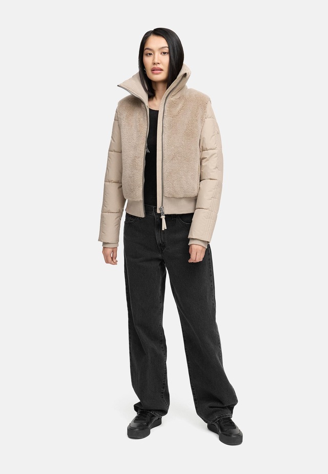 Navahoo Plüschjacke »Teddyzone 14« ohne Kapuze Teddy-Fleece Jacke mit hohem Kragen