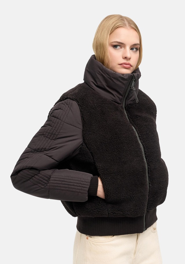 Navahoo Plüschjacke »Teddyzone 14« ohne Kapuze Teddy-Fleece Jacke mit hohem Kragen