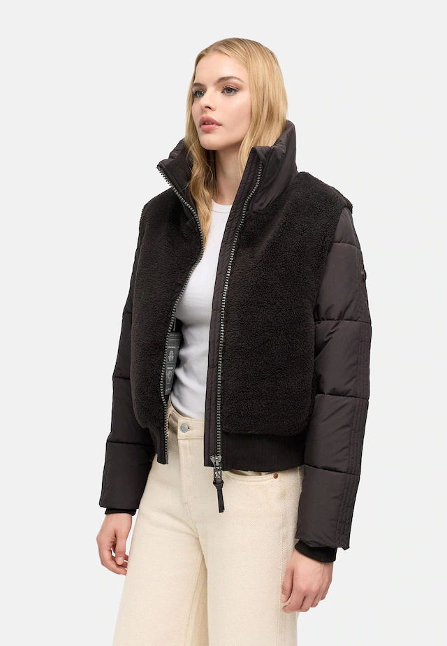 Navahoo Plüschjacke »Teddyzone 14« ohne Kapuze Teddy-Fleece Jacke mit hohem Kragen