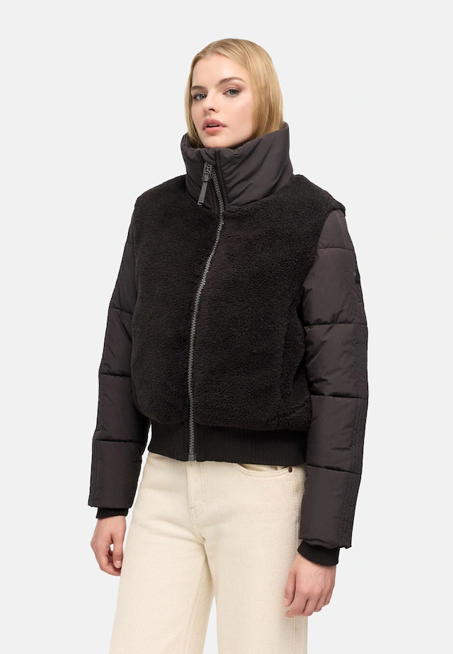 Navahoo Plüschjacke »Teddyzone 14« ohne Kapuze Teddy-Fleece Jacke mit hohem Kragen