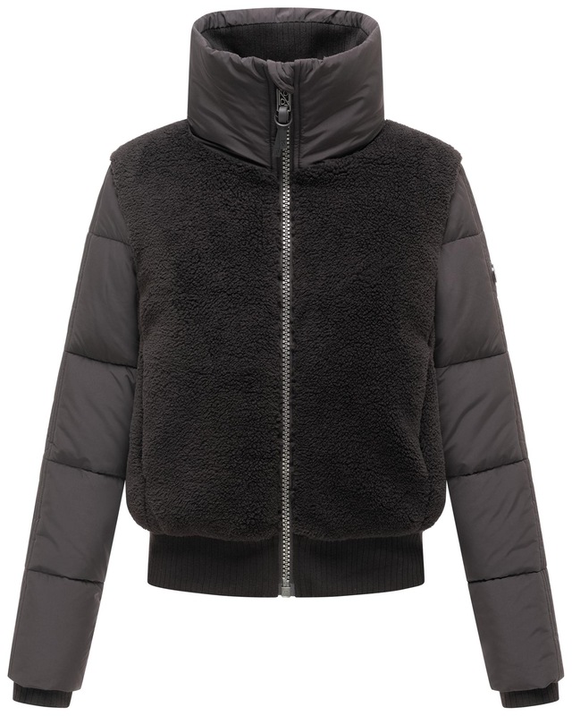 Navahoo Plüschjacke »Teddyzone 14« ohne Kapuze Teddy-Fleece Jacke mit hohem Kragen