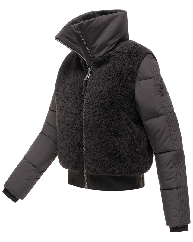 Navahoo Plüschjacke »Teddyzone 14« ohne Kapuze Teddy-Fleece Jacke mit hohem Kragen