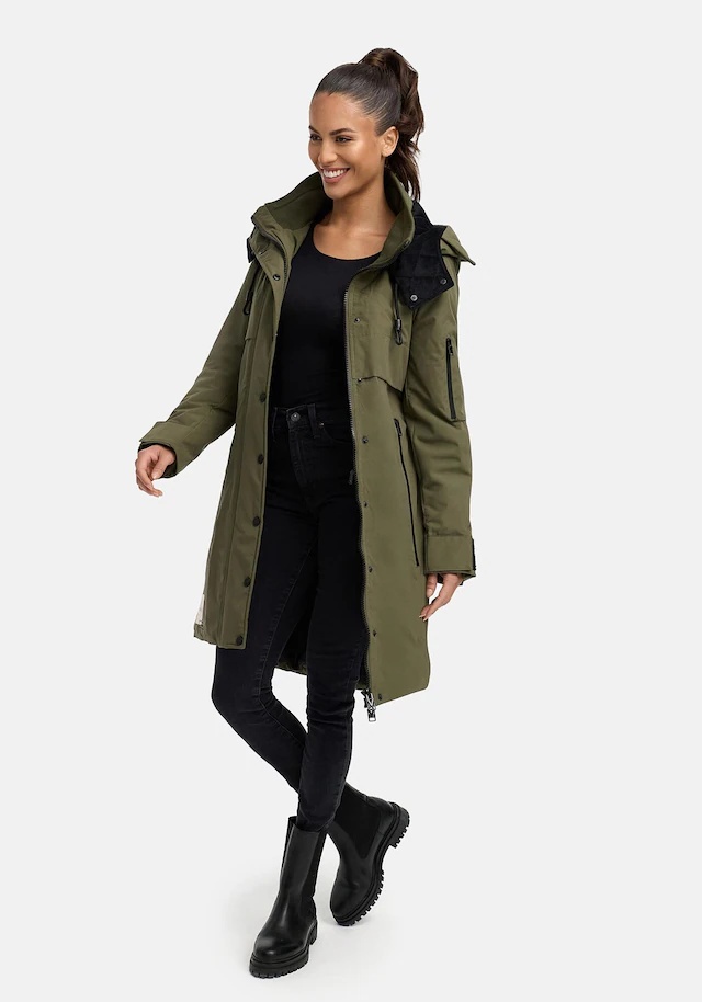 Marikoo Winterjacke »Anoukaa« langer Parka mit abnehmbarer Kapuze