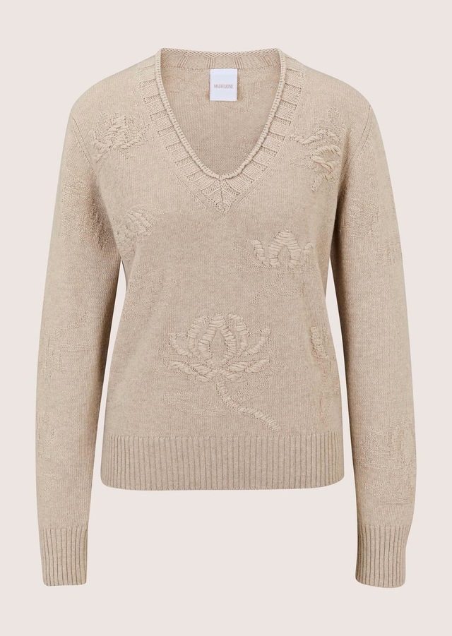 MADELEINE Longpullover »Kaschmirpullover Eleganter Strickpullover mit floralem Design« florales Strickmuster