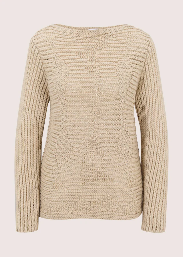 MADELEINE Longpullover »Strickpullover Eleganter Maschenpullover mit U-Boot-Ausschnitt« Struktur-Mix