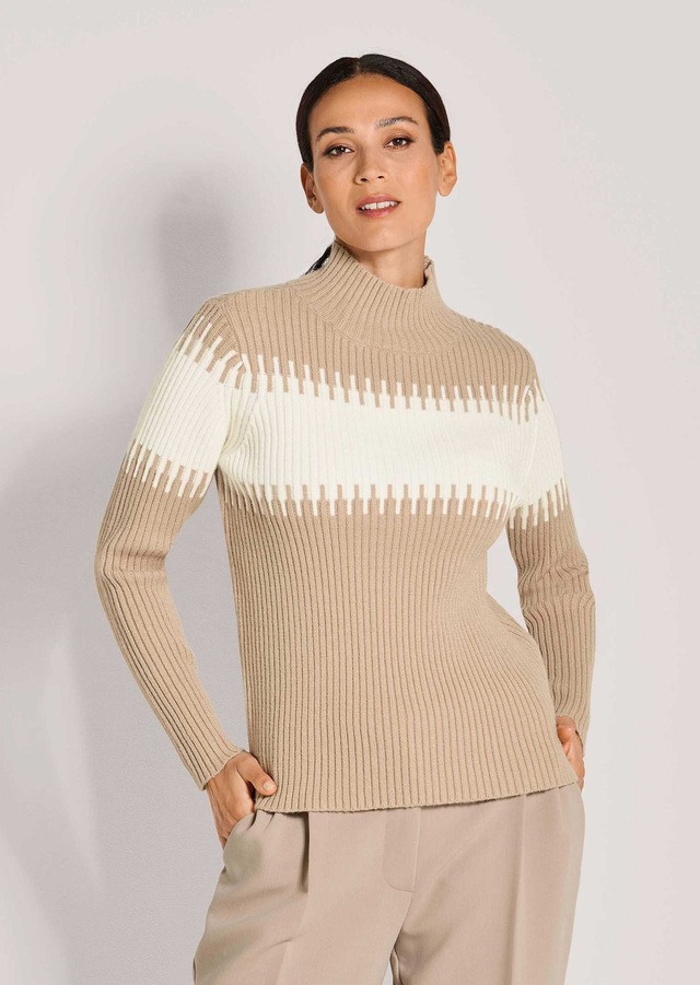 MADELEINE Longpullover »Strickpullover Stilvoller Winterpullover mit Blockstreifen« Weicher Garnmix mit Wolle