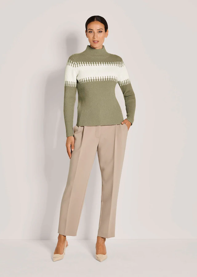 MADELEINE Longpullover »Strickpullover Stilvoller Winterpullover mit Blockstreifen« Weicher Garnmix mit Wolle