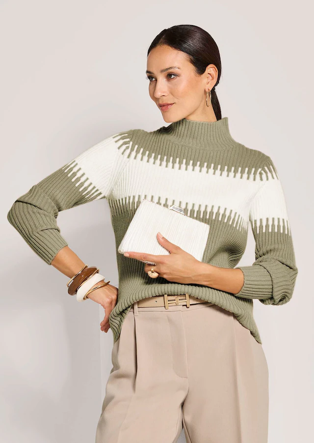 MADELEINE Longpullover »Strickpullover Stilvoller Winterpullover mit Blockstreifen« Weicher Garnmix mit Wolle