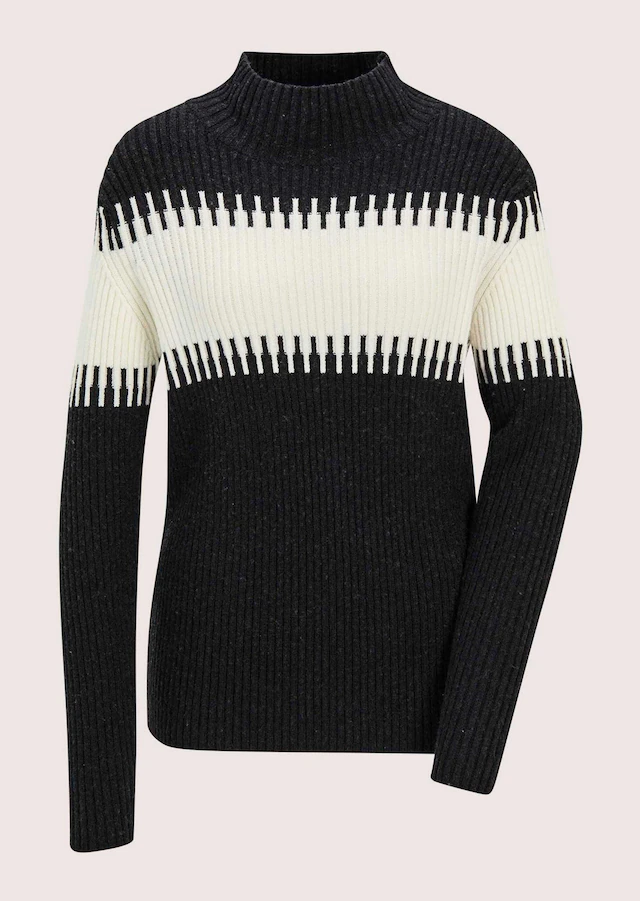 MADELEINE Longpullover »Strickpullover Stilvoller Winterpullover mit Blockstreifen« Weicher Garnmix mit Wolle