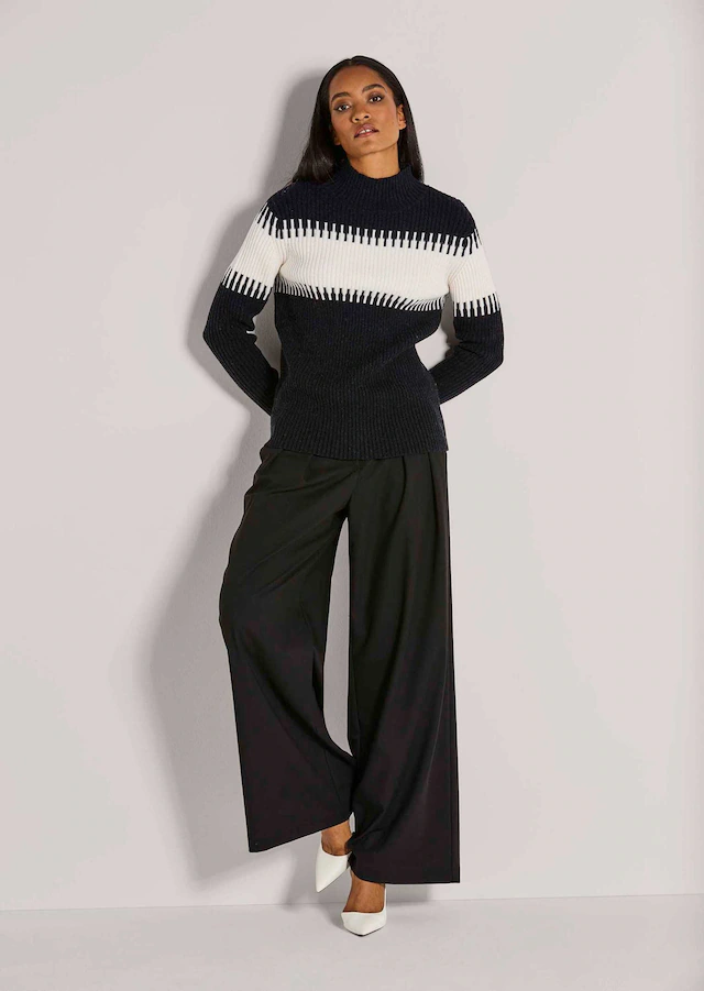 MADELEINE Longpullover »Strickpullover Stilvoller Winterpullover mit Blockstreifen« Weicher Garnmix mit Wolle