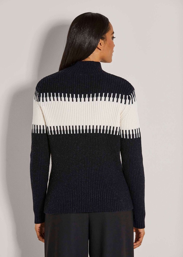 MADELEINE Longpullover »Strickpullover Stilvoller Winterpullover mit Blockstreifen« Weicher Garnmix mit Wolle