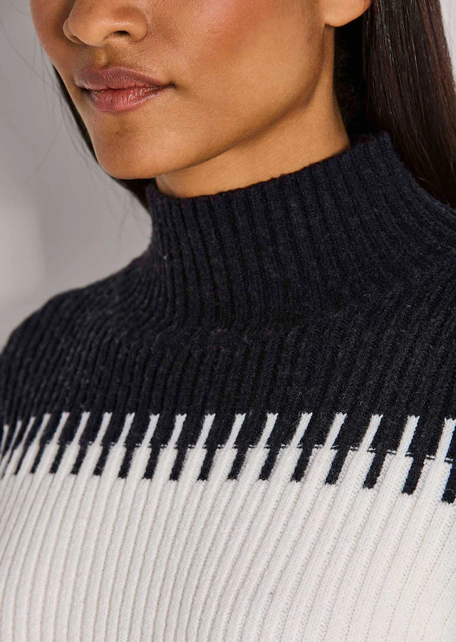 MADELEINE Longpullover »Strickpullover Stilvoller Winterpullover mit Blockstreifen« Weicher Garnmix mit Wolle