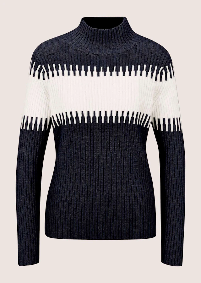 MADELEINE Longpullover »Strickpullover Stilvoller Winterpullover mit Blockstreifen« Weicher Garnmix mit Wolle