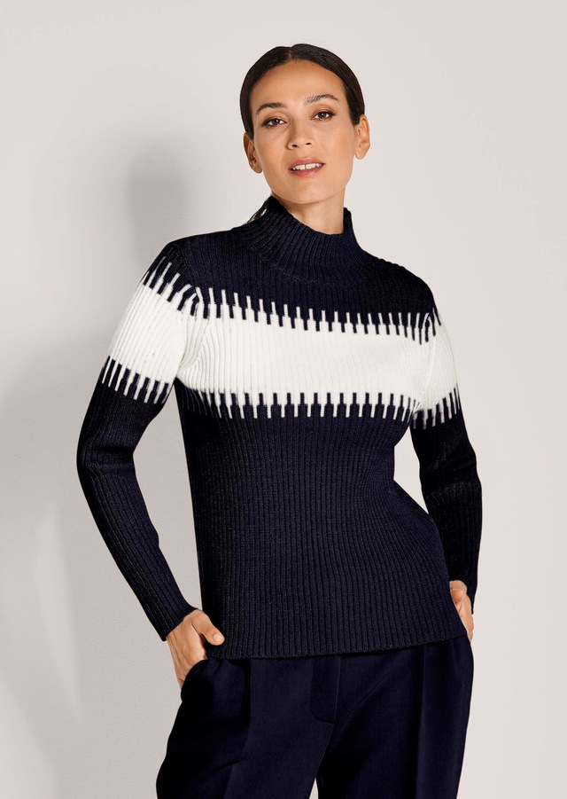 MADELEINE Longpullover »Strickpullover Stilvoller Winterpullover mit Blockstreifen« Weicher Garnmix mit Wolle